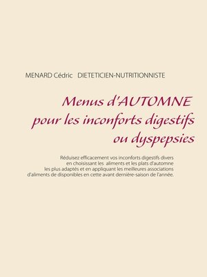 cover image of Menus d'automne pour les inconforts digestifs ou dyspepsies